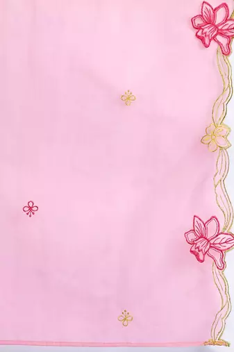 Floral Embroidered Sequinned Kurta with Trousers & Dupatta