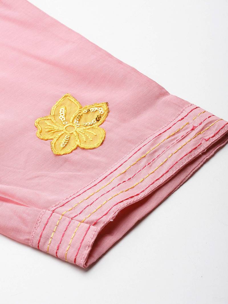 Floral Embroidered Sequinned Kurta with Trousers & Dupatta
