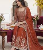 Women Ethnic Motifs Embroidered Sequinned Kurta with Palazzos & With Dupatta