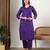 Women purple floral motifs embroidered chikankari cotton ethnic kurta palazzo set