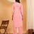 Women peach ethnic motifs embroidered chikankari mukaish work cotton ethnic kurta palazzo set