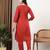 Women red ethnic motifs embroidered chikankari mukaish work cotton ethnic kurta palazzo set