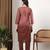 Women brown ethnic motifs embroidered chikankari ombre front slit kurta palazzo set