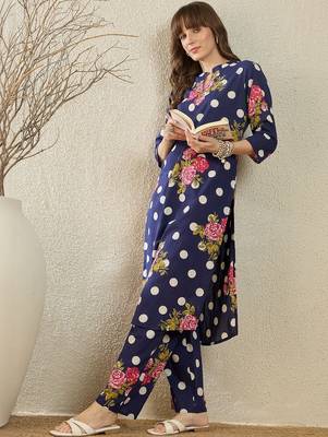 Floral Printed Cotton Kurta With Trouser 1
