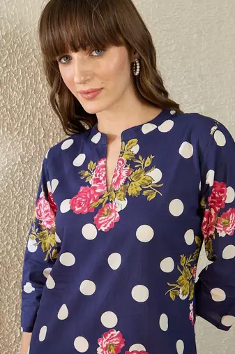 Floral Printed Cotton Kurta With Trouser