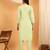 Women green ethnic motifs embroidered chikankari cotton tie up neck kurta palazzo set