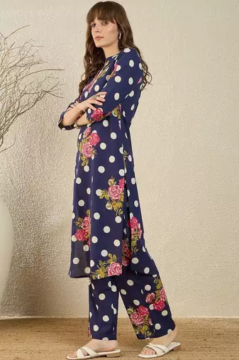 Floral Printed Cotton Kurta With Trouser