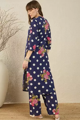 Floral Printed Cotton Kurta With Trouser