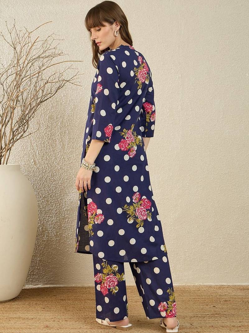 Floral Printed Cotton Kurta With Trouser