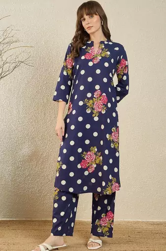 Floral Printed Cotton Kurta With Trouser