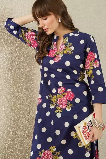 Floral Printed Cotton Kurta With Trouser
