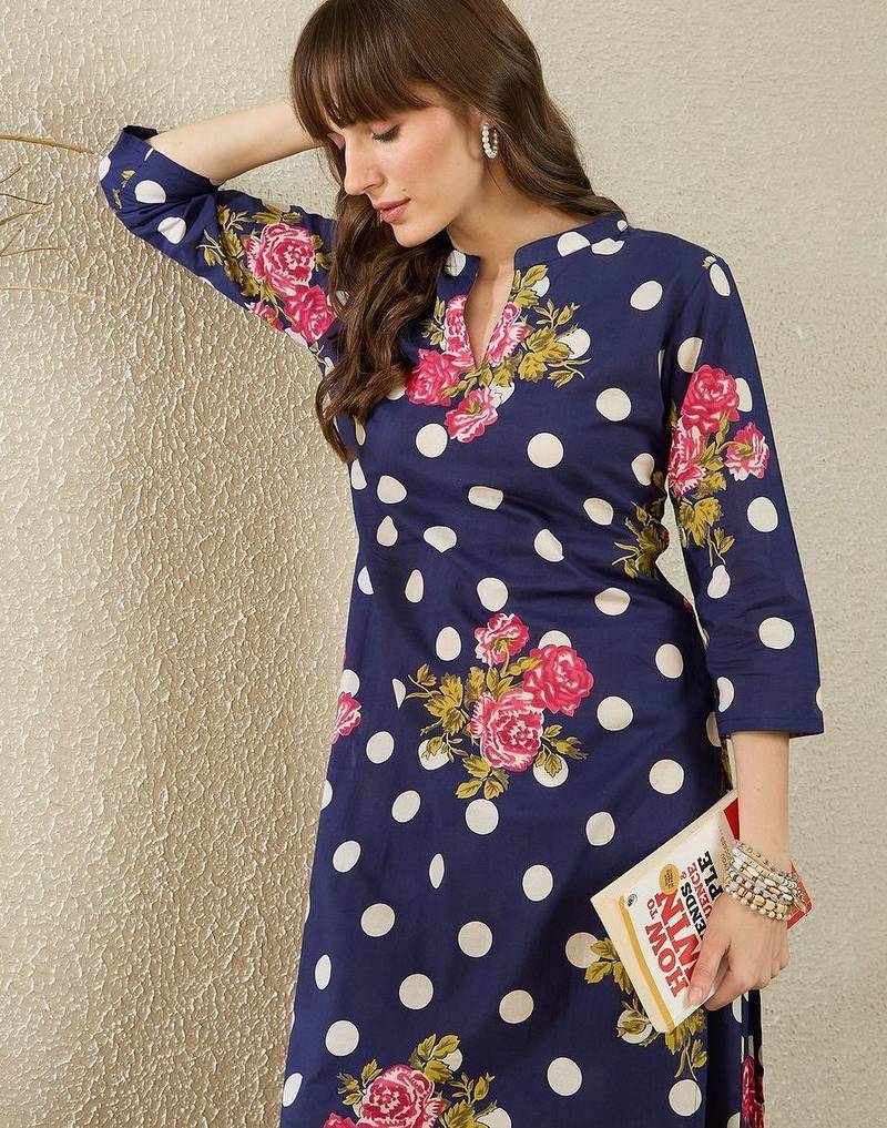 Floral Printed Cotton Kurta With Trouser