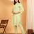 Women green ethnic motifs embroidered chikankari cotton tie up neck kurta palazzo set