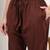 Women brown ethnic motifs embroidered chikankari cotton tie up neck kurta palazzo set