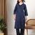 Women blue floral motifs embroidered chikankari cotton ethnic kurta palazzo set