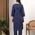 Women blue floral motifs embroidered chikankari cotton ethnic kurta palazzo set