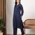 Women blue floral motifs embroidered chikankari cotton ethnic kurta palazzo set