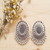 Oxidised silver dangling beads studs