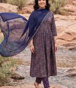 Women Ethnic Motifs Printed Empire Cotton Kurta with Trousers & With Dupatta