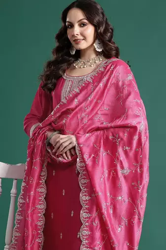 Ethnic Motifs Embroidered Kurta with Trousers & Dupatta