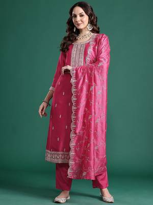 Ethnic Motifs Embroidered Kurta with Trousers & Dupatta 1