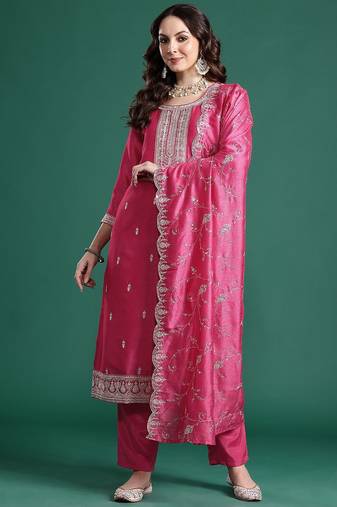 Ethnic Motifs Embroidered Kurta with Trousers & Dupatta