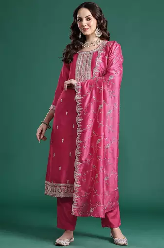 Ethnic Motifs Embroidered Kurta with Trousers & Dupatta