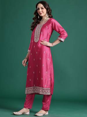 Ethnic Motifs Embroidered Kurta with Trousers & Dupatta 6