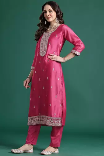 Ethnic Motifs Embroidered Kurta with Trousers & Dupatta