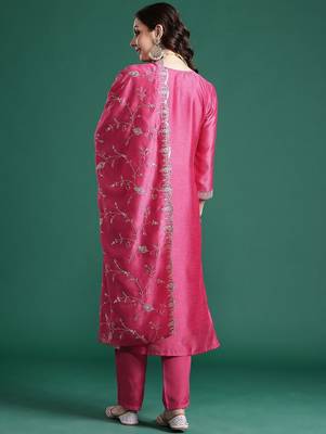 Ethnic Motifs Embroidered Kurta with Trousers & Dupatta 7