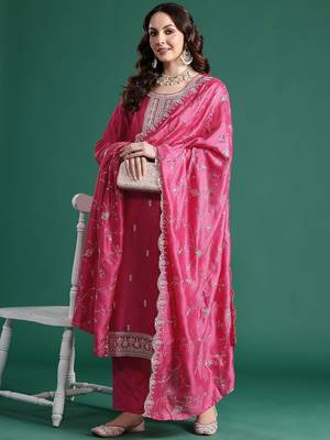 Ethnic Motifs Embroidered Kurta with Trousers & Dupatta 8
