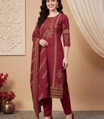 Women Ethnic Motifs Printed Cotton Kurta with Trousers & With Dupatta