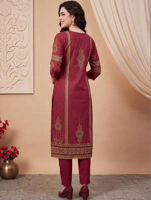 Women Ethnic Motifs Printed Cotton Kurta with Trousers & With Dupatta 5