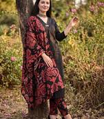 Women Ethnic Motifs Cotton Kurta with Trousers & With Dupatta