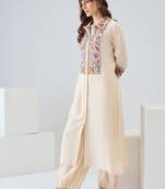 Women Floral Embroidered Thread Work Kurta with Patiala