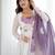  printed organza silk blend flared anarkali pant and dupatta set