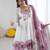  printed organza silk blend flared anarkali pant and dupatta set
