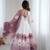  printed organza silk blend flared anarkali pant and dupatta set