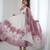 printed organza silk blend flared anarkali pant and dupatta set