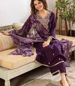 Women Ethnic Motifs Embroidered Thread Work Kurta with Trousers & With Dupatta