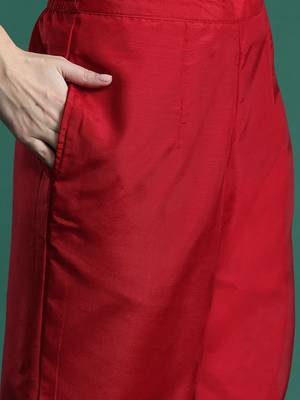 Ethnic Motifs Zari Embroidered Kurta With Trousers & Dupatta 3