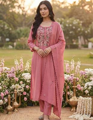 Women Ethnic Motifs Embroidered Thread Work Kurta with Trousers & With Dupatta 7