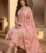Women Ethnic Motifs Thread Work Kurta with Trousers & With Dupatta