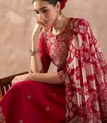 Ethnic Motifs Embroidered Notch Neck Thread Work Kurta With Trousers & Dupatta