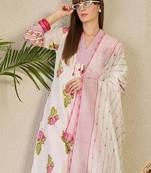 Floral Printed Cotton Kurta With Trousers & Dupatta