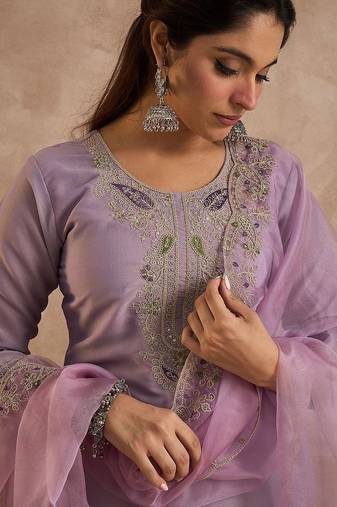 Women Ethnic Motifs Embroidered Kurta with Salwar & Dupatta