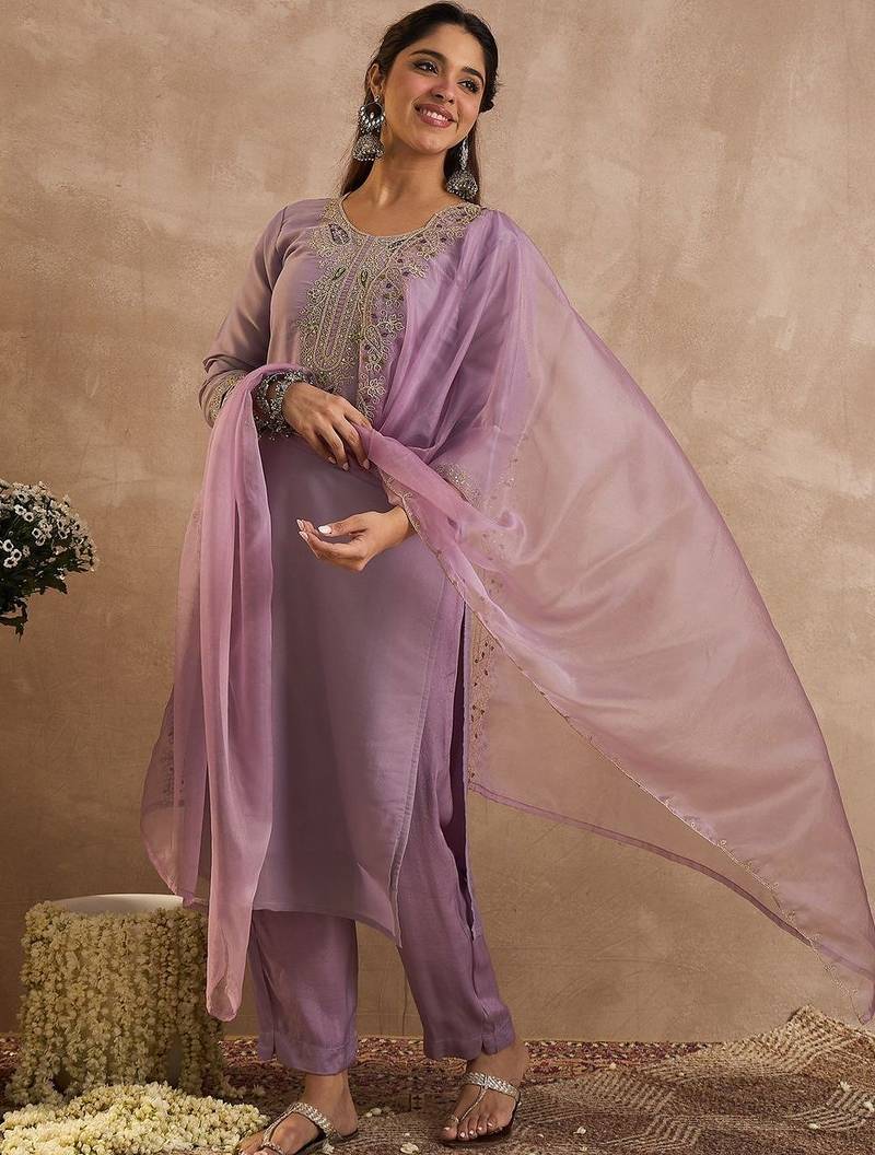 Women Ethnic Motifs Embroidered Kurta with Salwar & Dupatta
