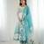  printed organza silk blend flared anarkali pant and dupatta set