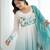  printed organza silk blend flared anarkali pant and dupatta set