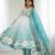  printed organza silk blend flared anarkali pant and dupatta set